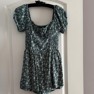Hollister Green Floral Smocked Dress